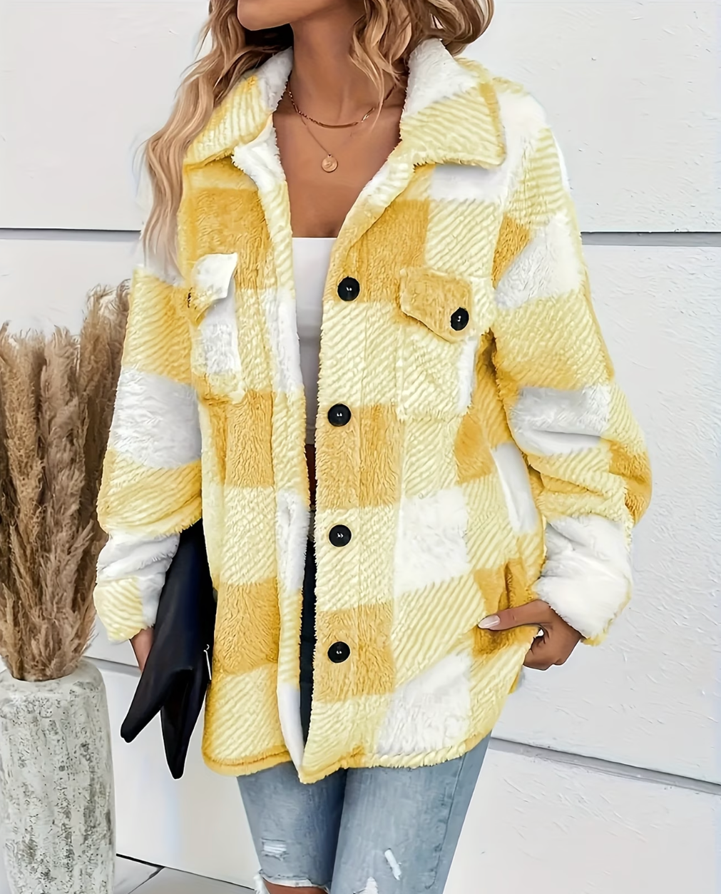Yellow Ladies Checker Jacket