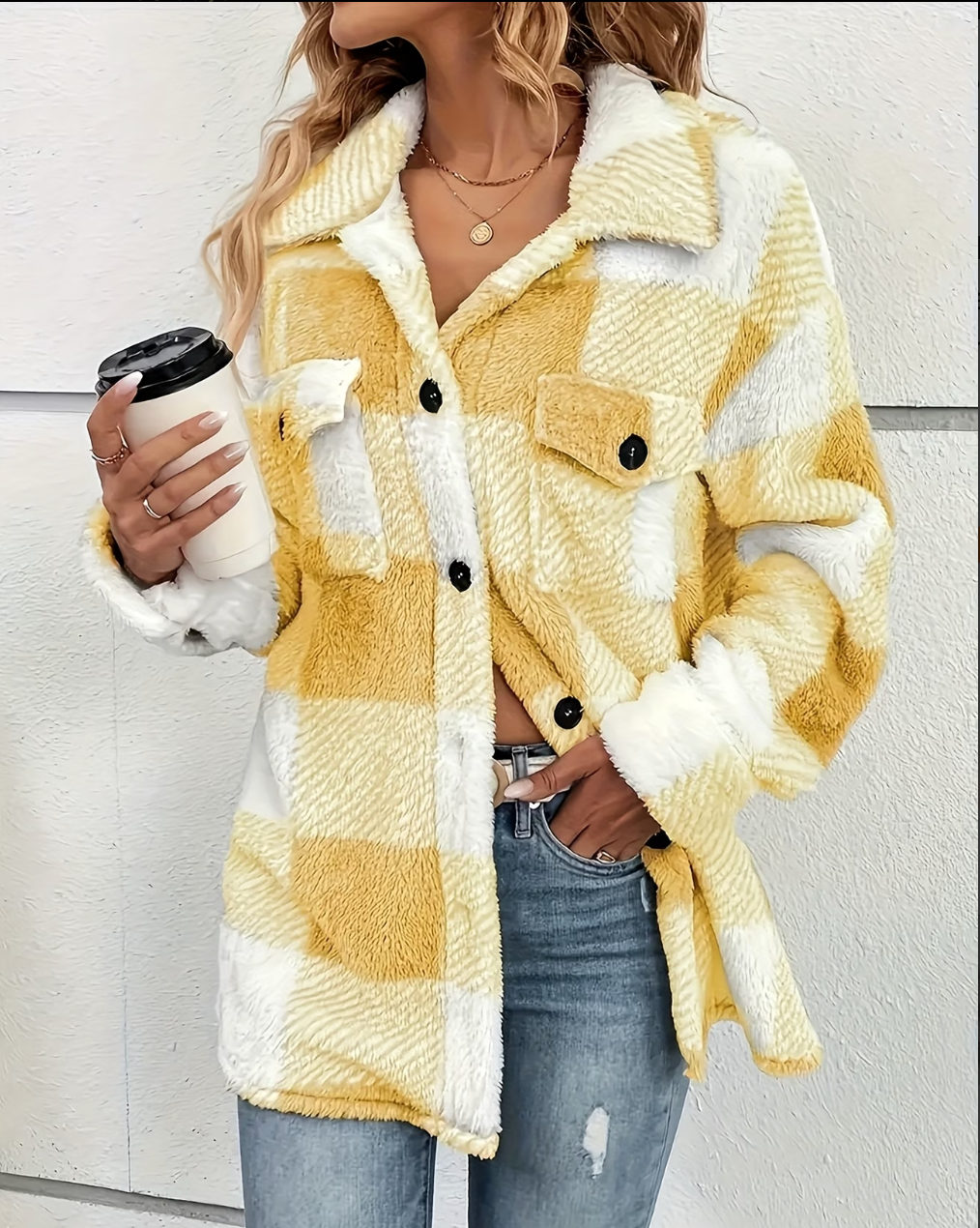 Yellow Ladies Checker Jacket