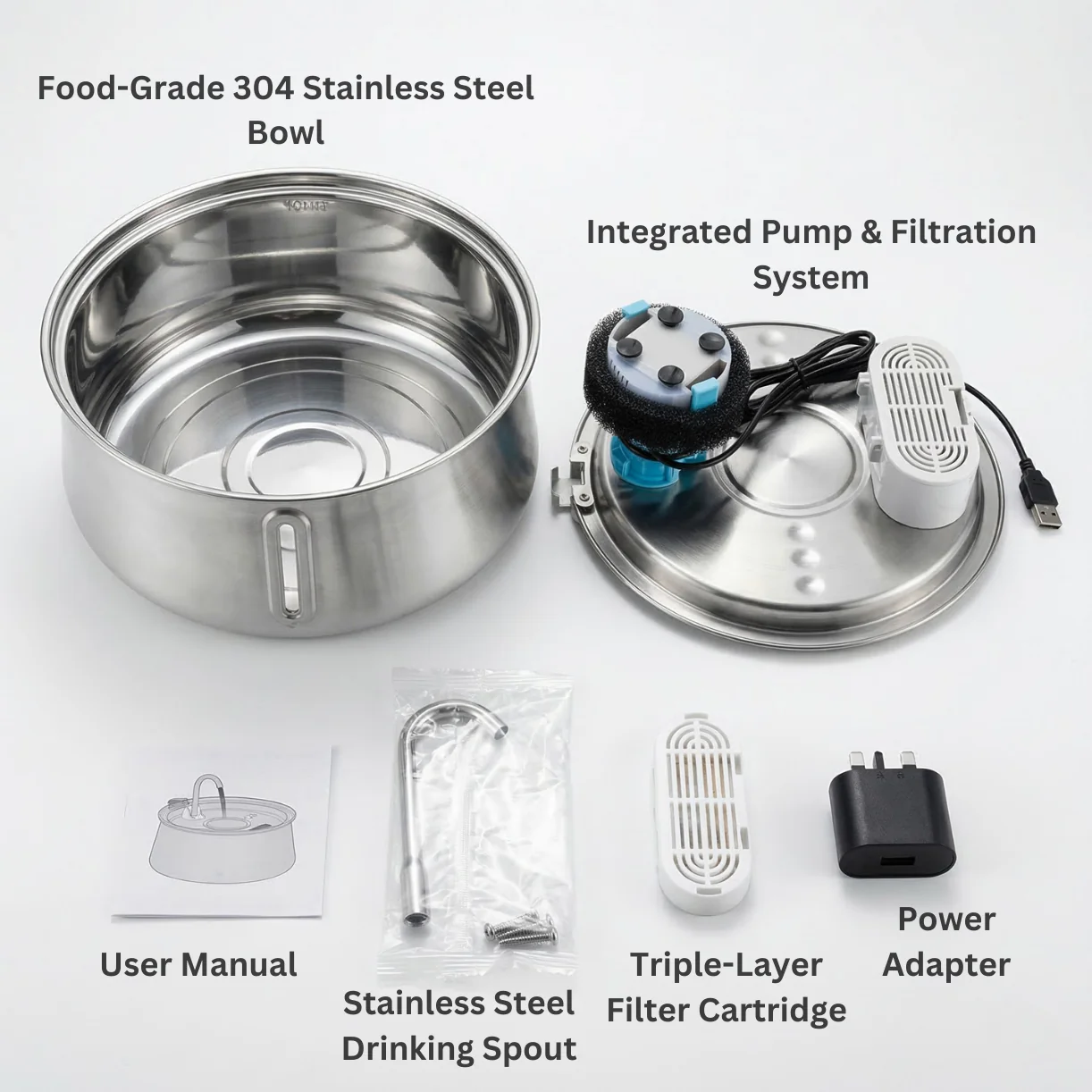 Stainless Steel Pet Fountain